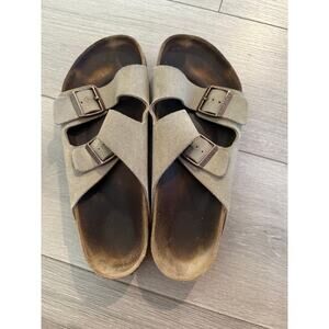 Birkenstock Arizona Slide in Suede Leather Taupe 42‎